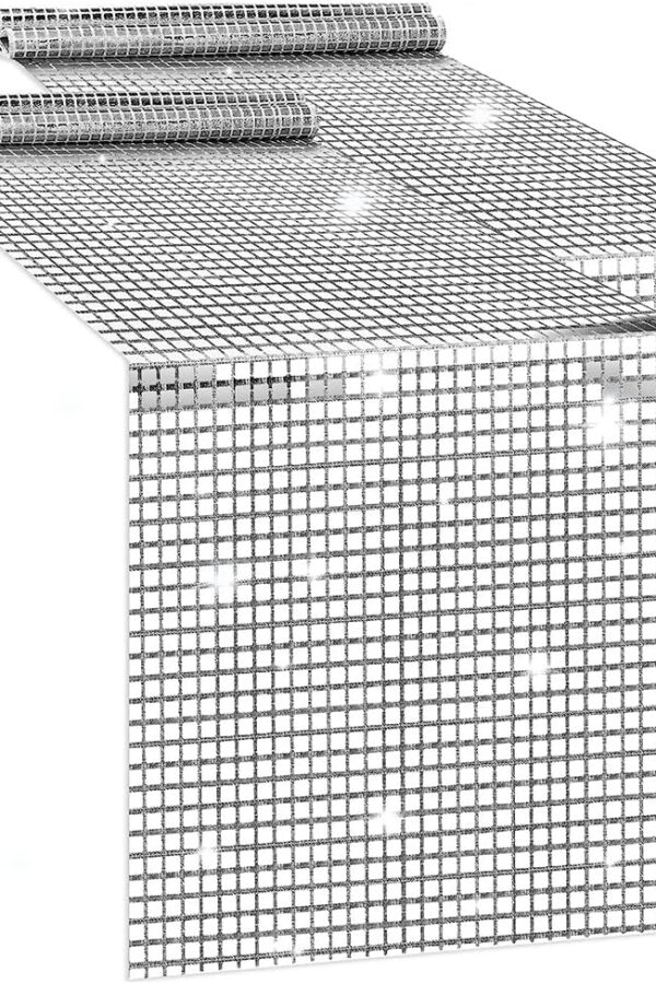 Bieżnik na stół srebrny błyszczący 30x275cm, disco