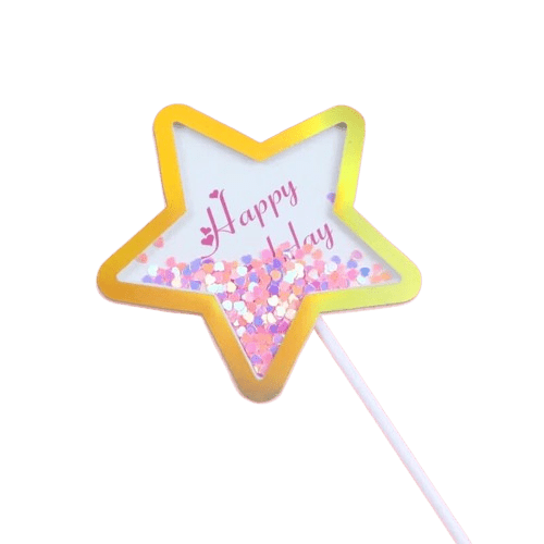 Topper na tort gwiazdka Happy Birthday