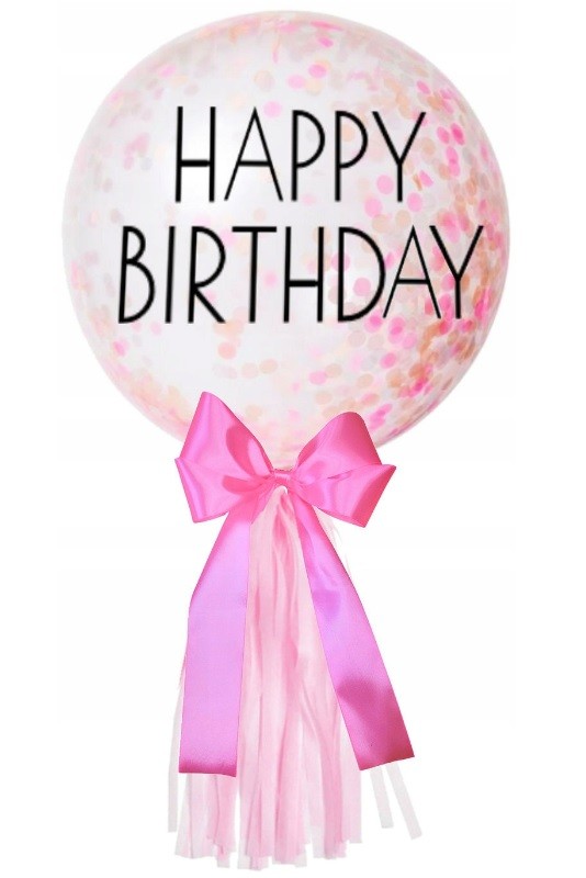 Balon Bobo napis Happy Birthday różowy