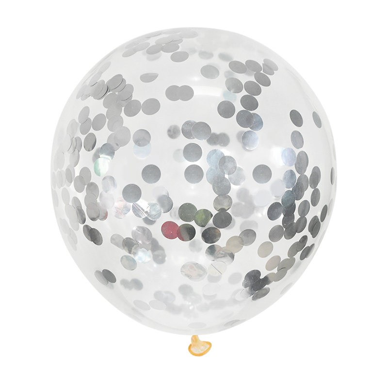 Balony lateksowe 12 cali 100szt z konfetti srebrnym