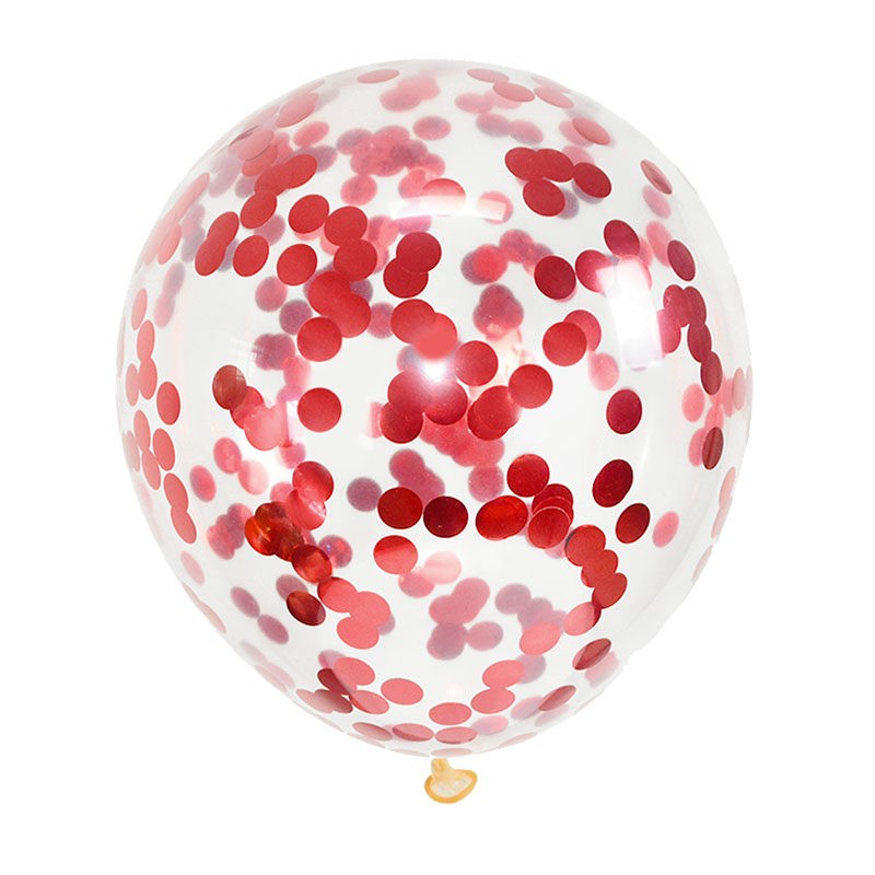 Balony lateksowe 12 cali 100szt z konfetti czerwonym