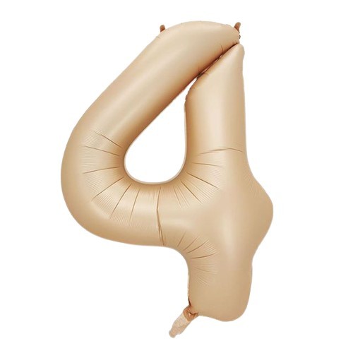 Balon foliowy cyfra 4 beżowa boho, 40 cali