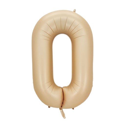 Balon foliowy cyfra 0 beżowa boho, 40 cali