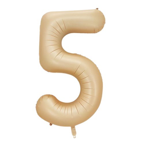Balon foliowy cyfra 5 beżowa boho, 40 cali