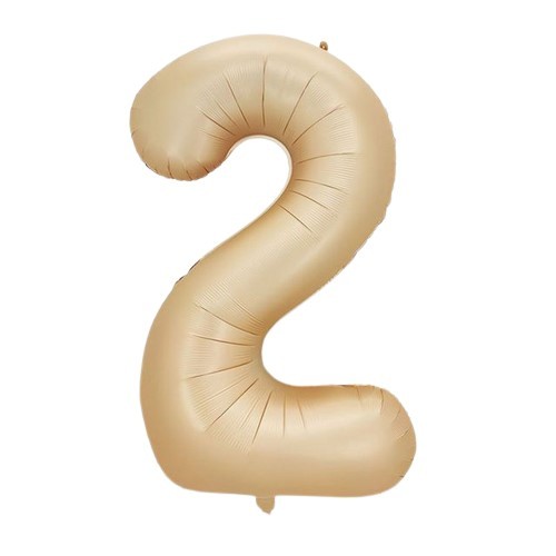 Balon foliowy cyfra 2 beżowa boho, 40 cali