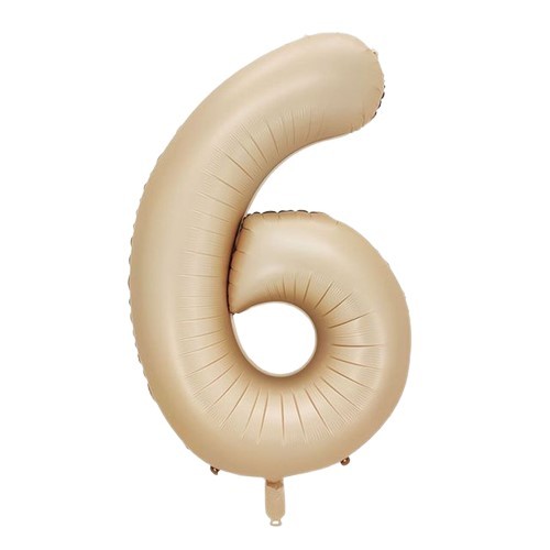 Balon foliowy cyfra 6 beżowa boho, 40 cali