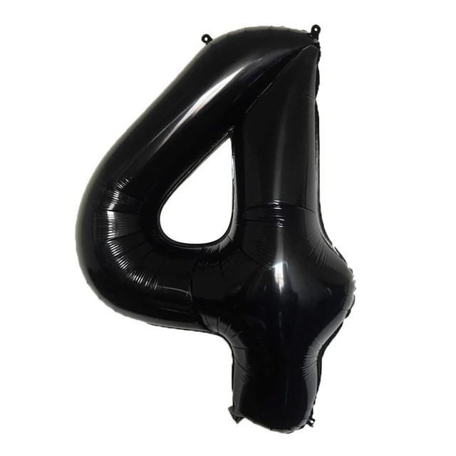 Balon foliowy cyfra 4 czarny, 32cale