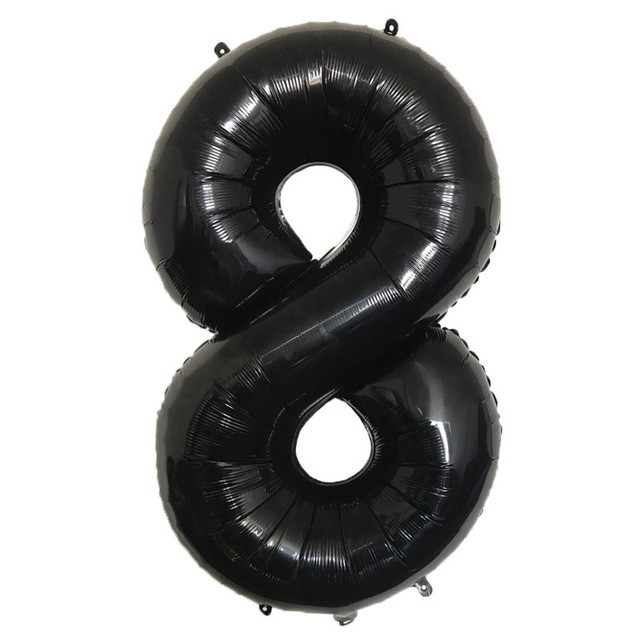 Balon foliowy cyfra 8 czarny, 32cale