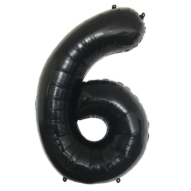 Balon foliowy cyfra 6 czarny, 32cale