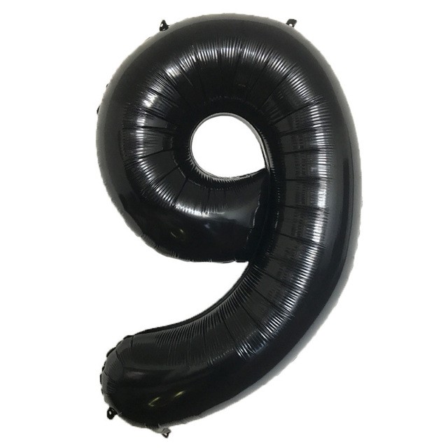 Balon foliowy cyfra 9 czarny, 32cale