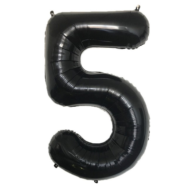 Balon foliowy cyfra 5 czarny, 40 cali