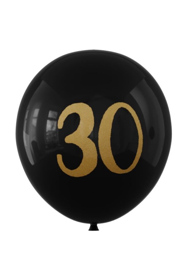 Balon lateksowy czarny z napisem 30, 12cali 100szt