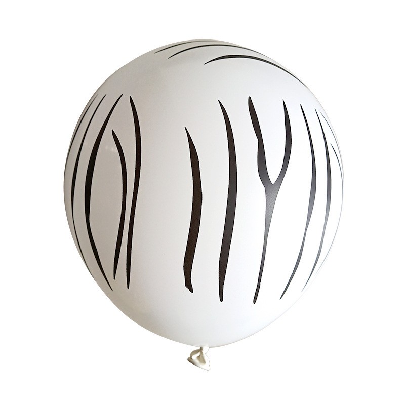 Balon lateksowy biały z nadrukiem zebra 12cali, 100szt Animal Print
