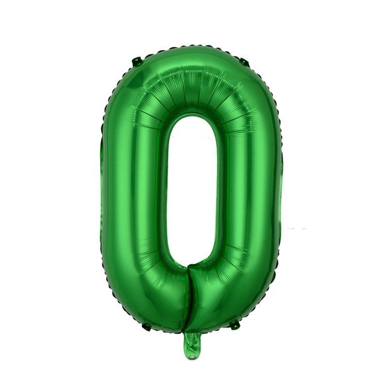 Balon foliowy cyfra 0 zielony, 40 cali