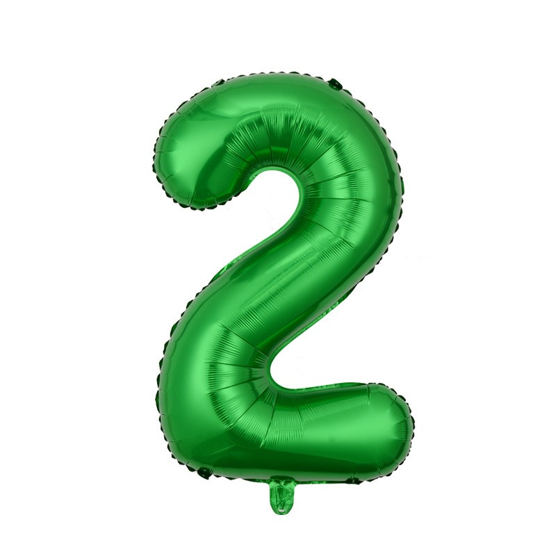 Balon foliowy cyfra 2 zielony, 40 cali