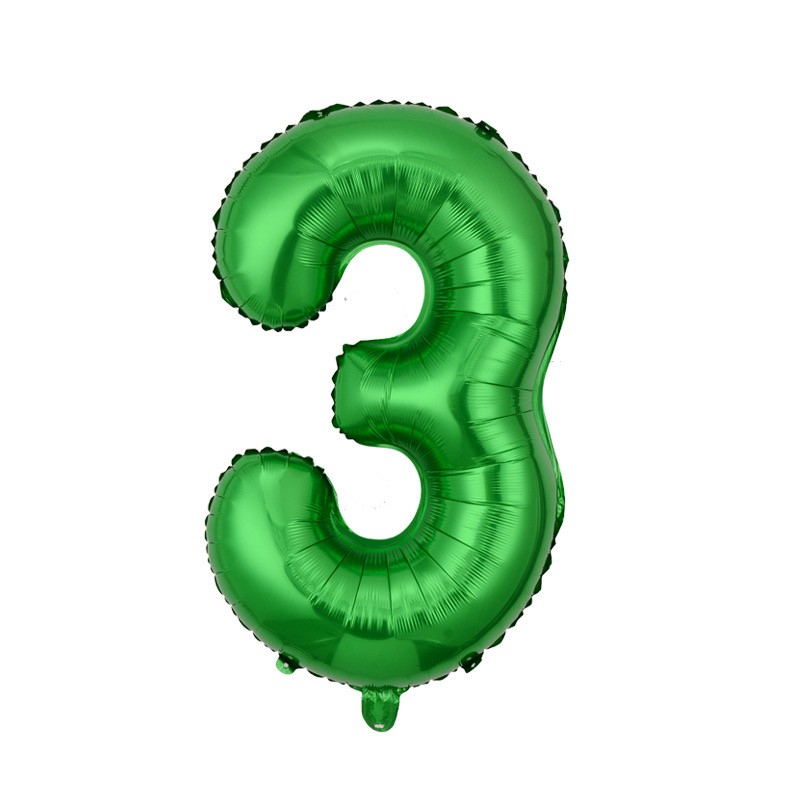 Balon foliowy cyfra 3 zielony, 40 cali