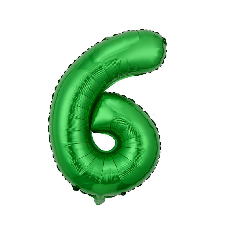 Balon foliowy cyfra 6 zielony, 40 cali