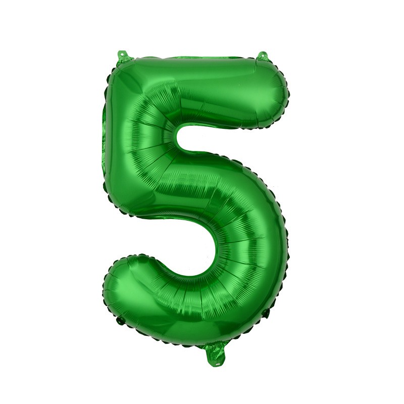 Balon foliowy cyfra 5 zielony, 40 cali