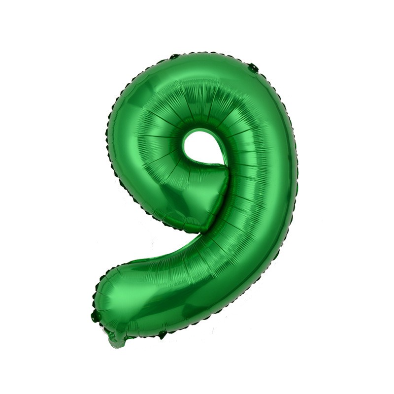 Balon foliowy cyfra 9 zielony, 40 cali