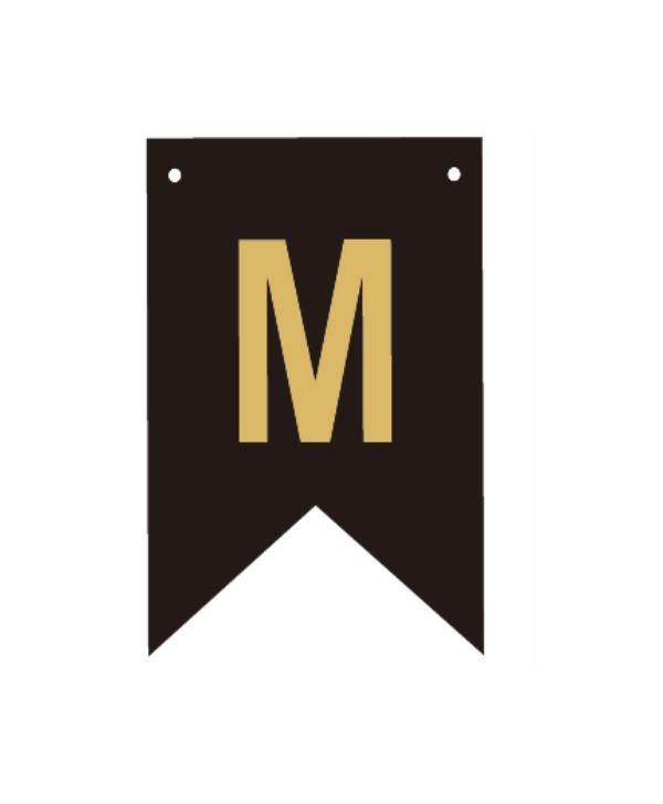 Baner czarno złoty litera M 16,5 cm