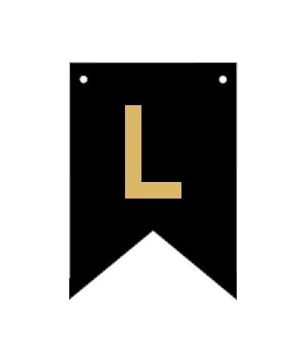 Baner czarno złoty litera L 16,5 cm