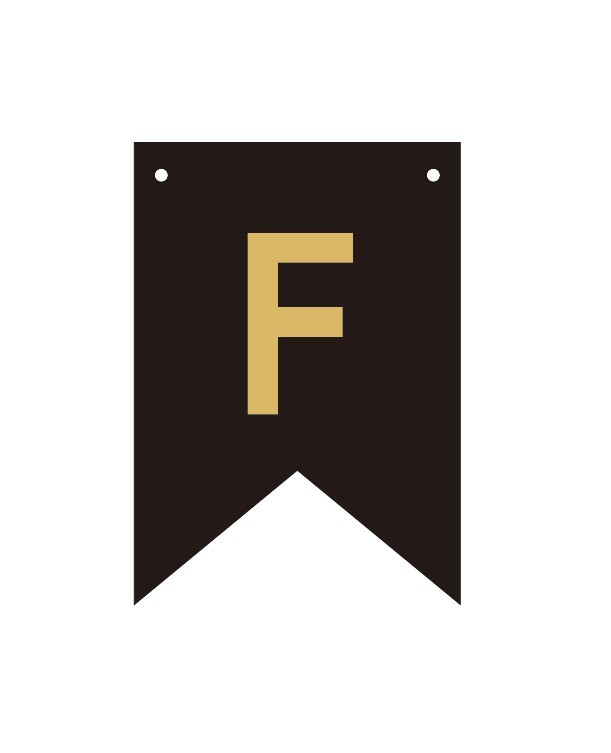 Baner czarno złoty litera F 16,5 cm