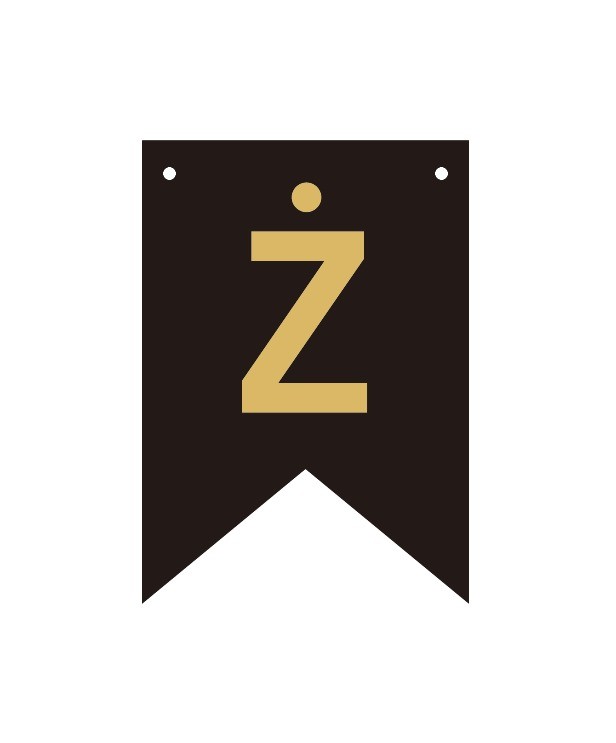 Baner czarno złoty litera Ż 16,5 cm