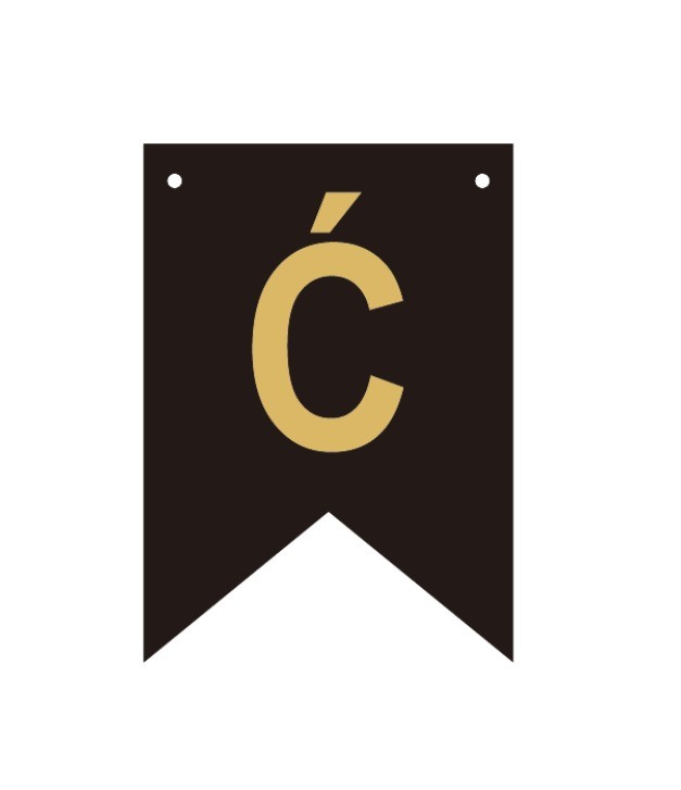Baner czarno złoty litera Ć 16,5 cm