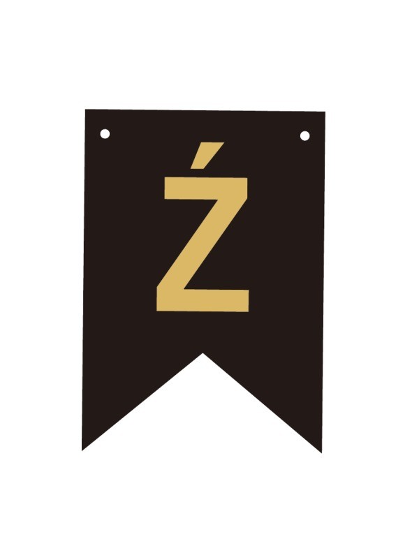 Baner czarno złoty litera Ź 16,5 cm