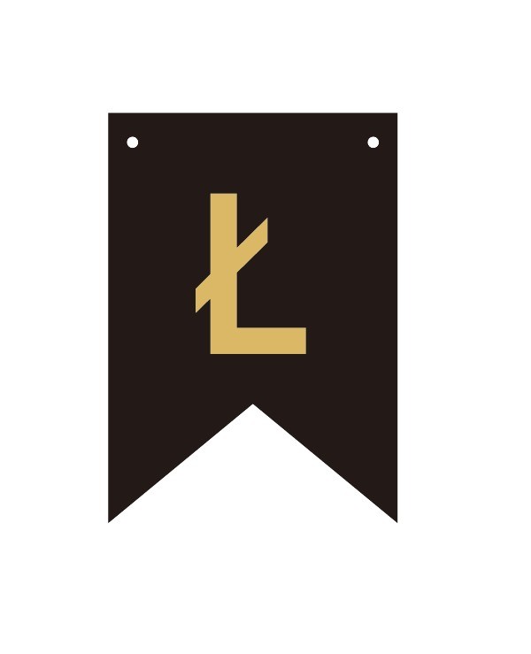 Baner czarno złoty litera Ł 16,5 cm