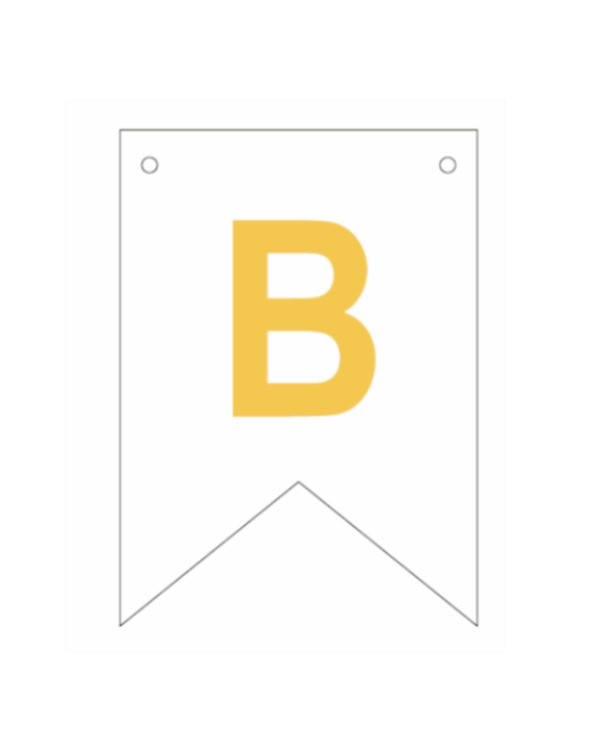Baner biała złoty litera B 16,5 cm