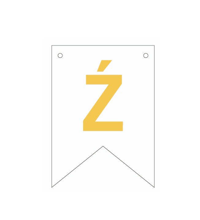 Baner biała złoty litera Ź 16,5 cm