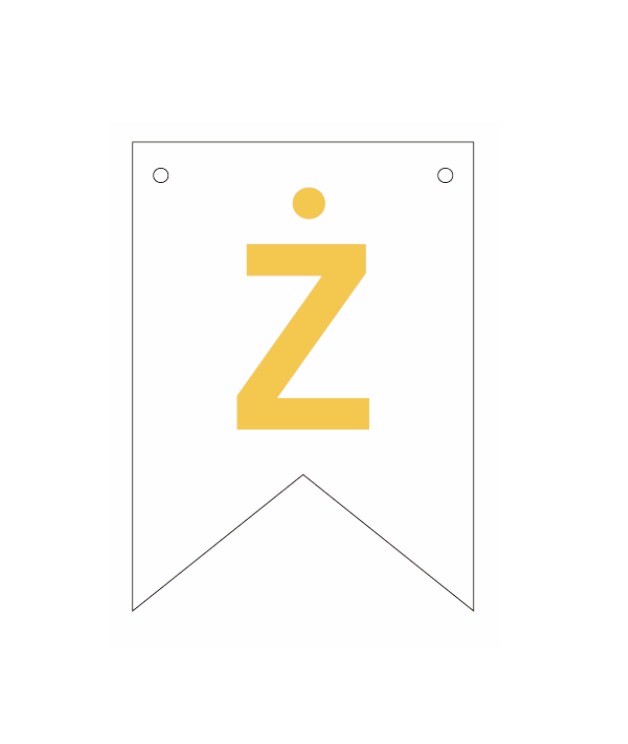 Baner biała złoty litera Ż 16,5 cm