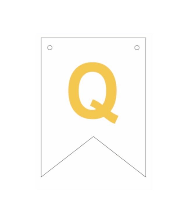 Baner biała złoty litera Q 16,5 cm