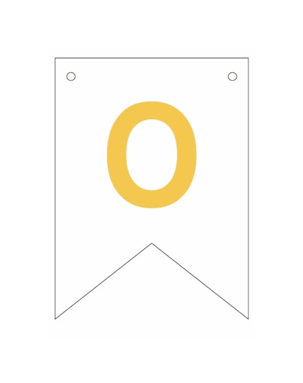 Baner biała złoty litera O 16,5 cm