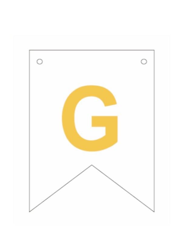 Baner biała złoty litera G 16,5 cm