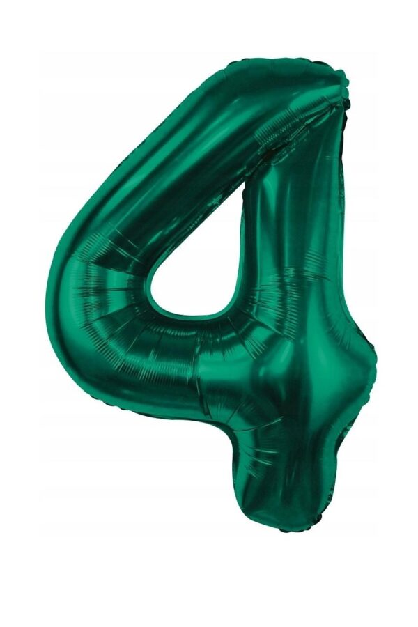 Balon foliowy cyfra 4 butelkowa zieleń, 32cale zielony