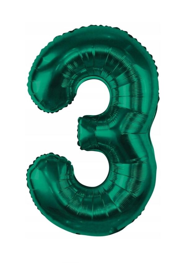 Balon foliowy cyfra 3 butelkowa zieleń, 32cale zielony