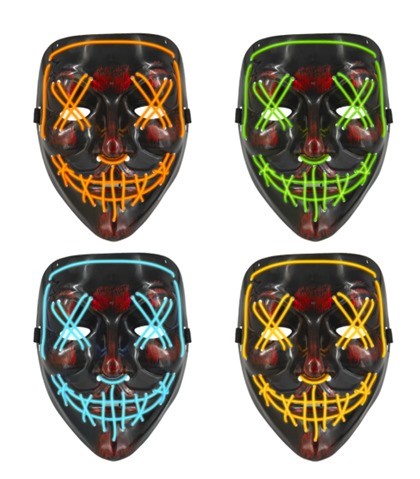 Maska Halloween Led 4 wzory mix świecąca