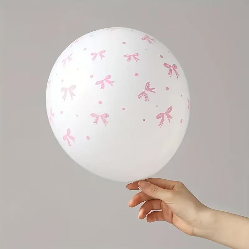 Balon lateksowy 12cali biały w kokardki 100szt