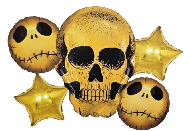 Balon foliowy Halloween Czaszka zestaw 5szt