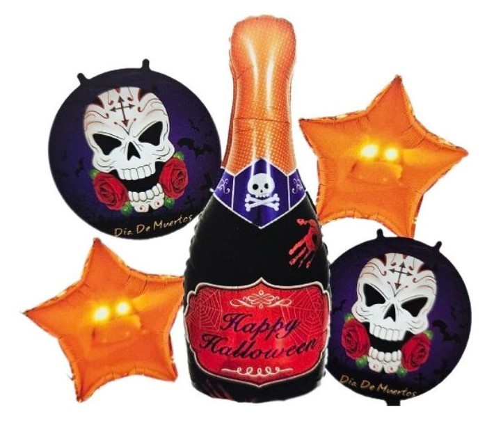 Balon foliowy Halloween Szampan zestaw 5szt