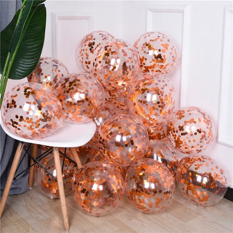 Balony lateksowe 12 cali 100szt z konfetti rose gold - obrazek 2