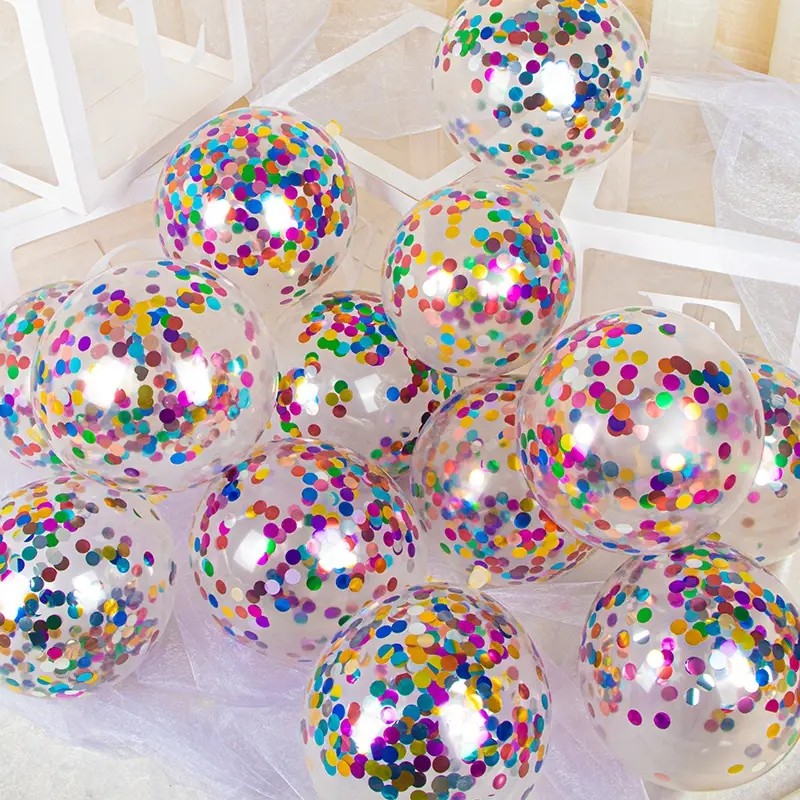 Balony lateksowe 12 cali 100szt z konfetti kolorowym - obrazek 2