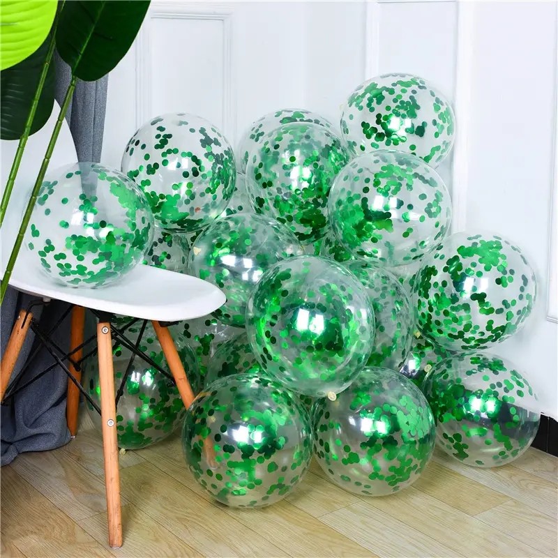Balony lateksowe 12 cali 100szt z konfetti zielonym - obrazek 2