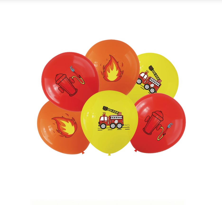 Balon lateksowy Straż Pożarna, 12 cali 6szt