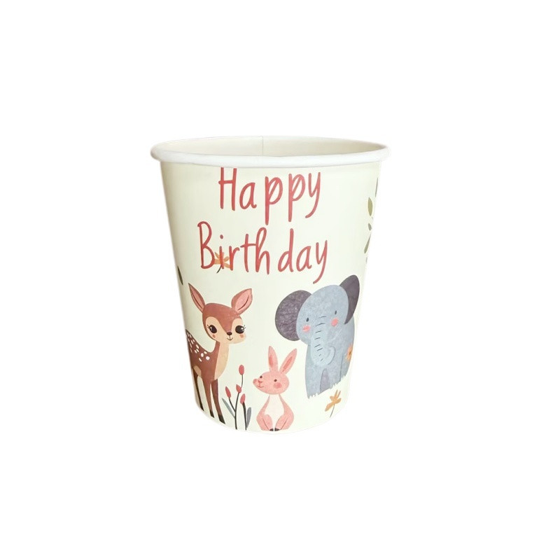 Kubeczki papierowe Zwierzątka Jelonek Happy Birthday