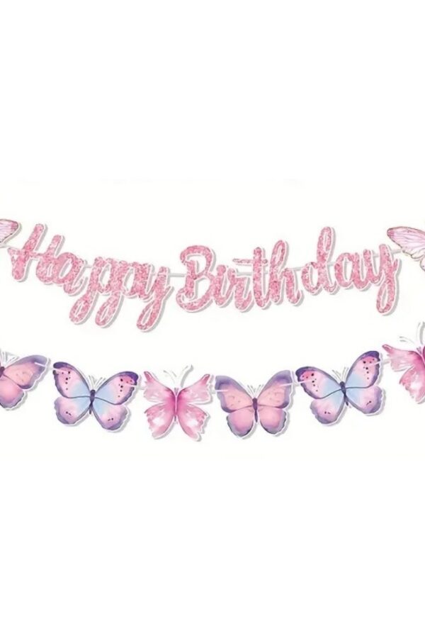 Baner motyl Happy Birthday motyle