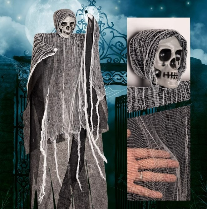 Dekoracja Halloween wiszący kościotrup 90cm