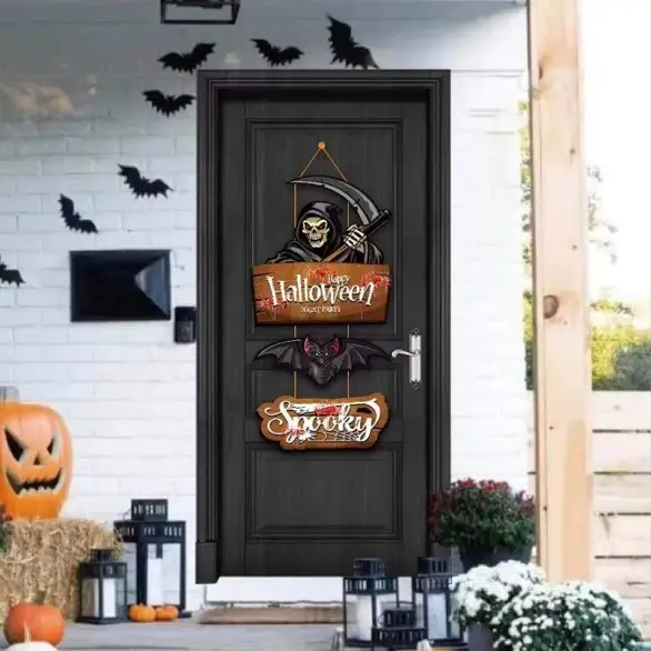 Naklejka baner na drzwi Halloween Nietoperz